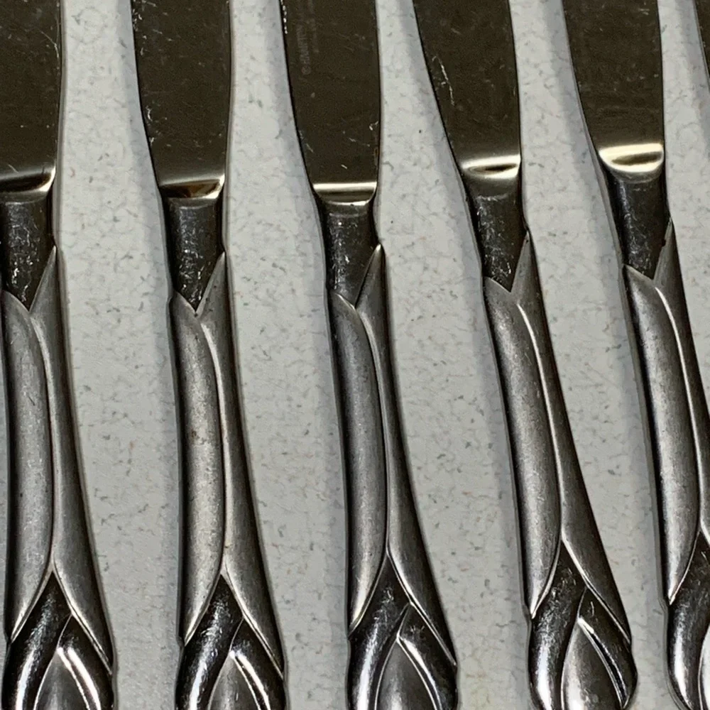 9 Hampton Silversmiths ROSE BUTTER KNIVES Stainless Glossy Discontinued Pattern
